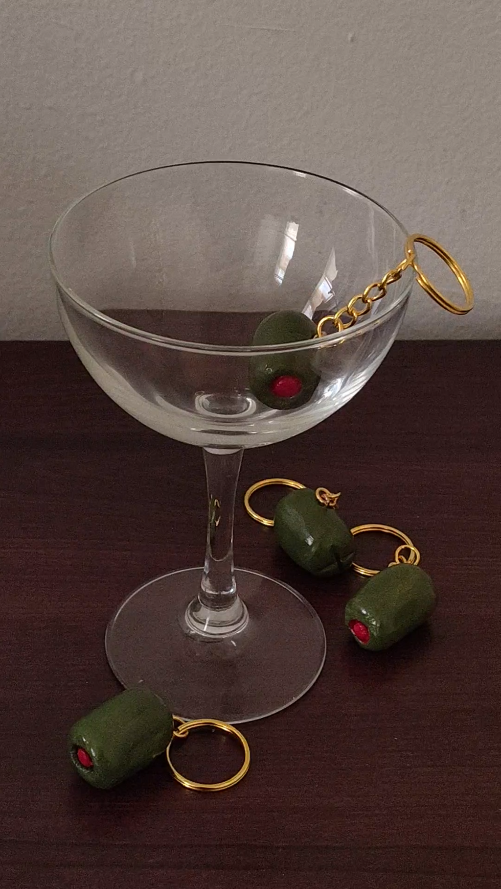 Handmade Clay Olive Keychain