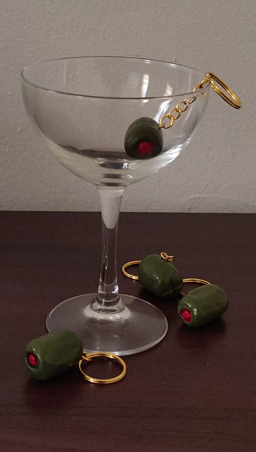 Handmade Clay Olive Keychain